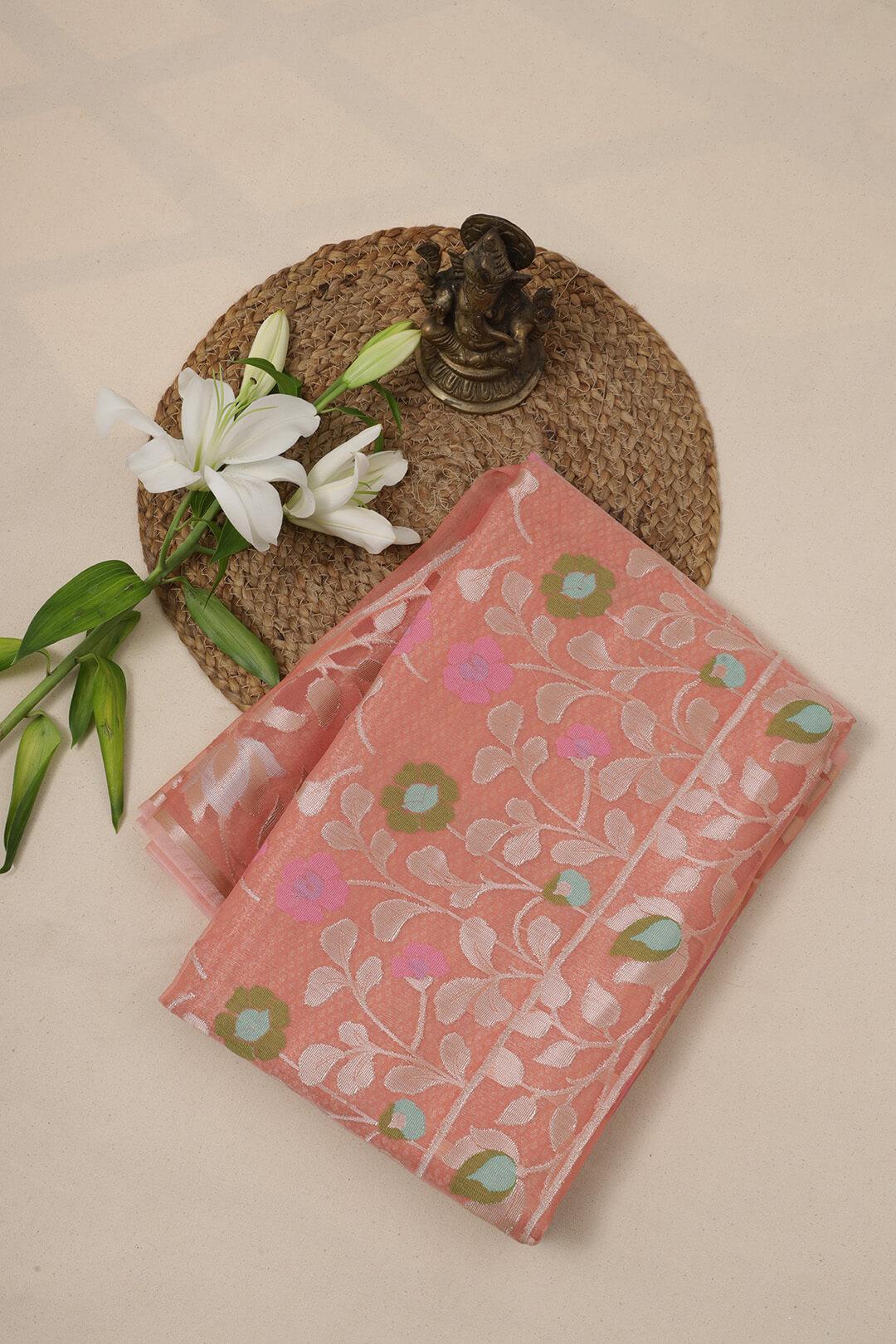 Semi Organza in Pink 4 - Pink Semi Organza saree