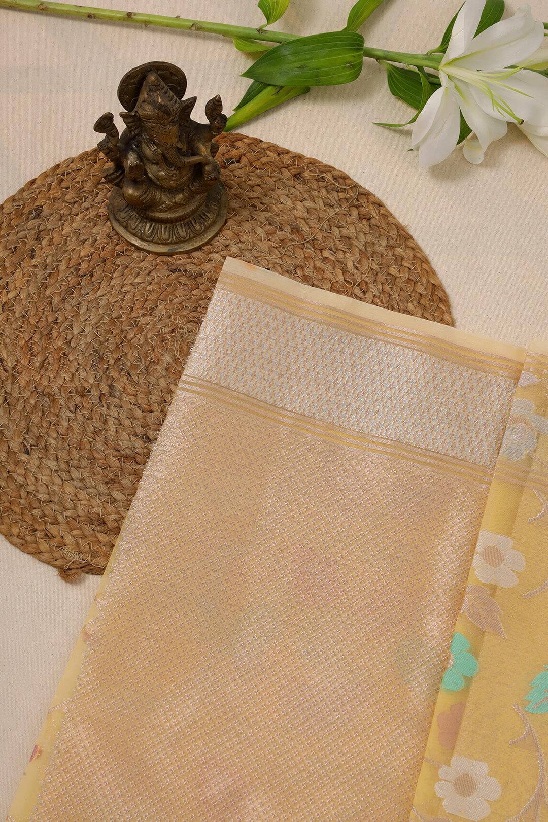 Semi Organza in Yellow 5 - Yellow Semi Organza saree