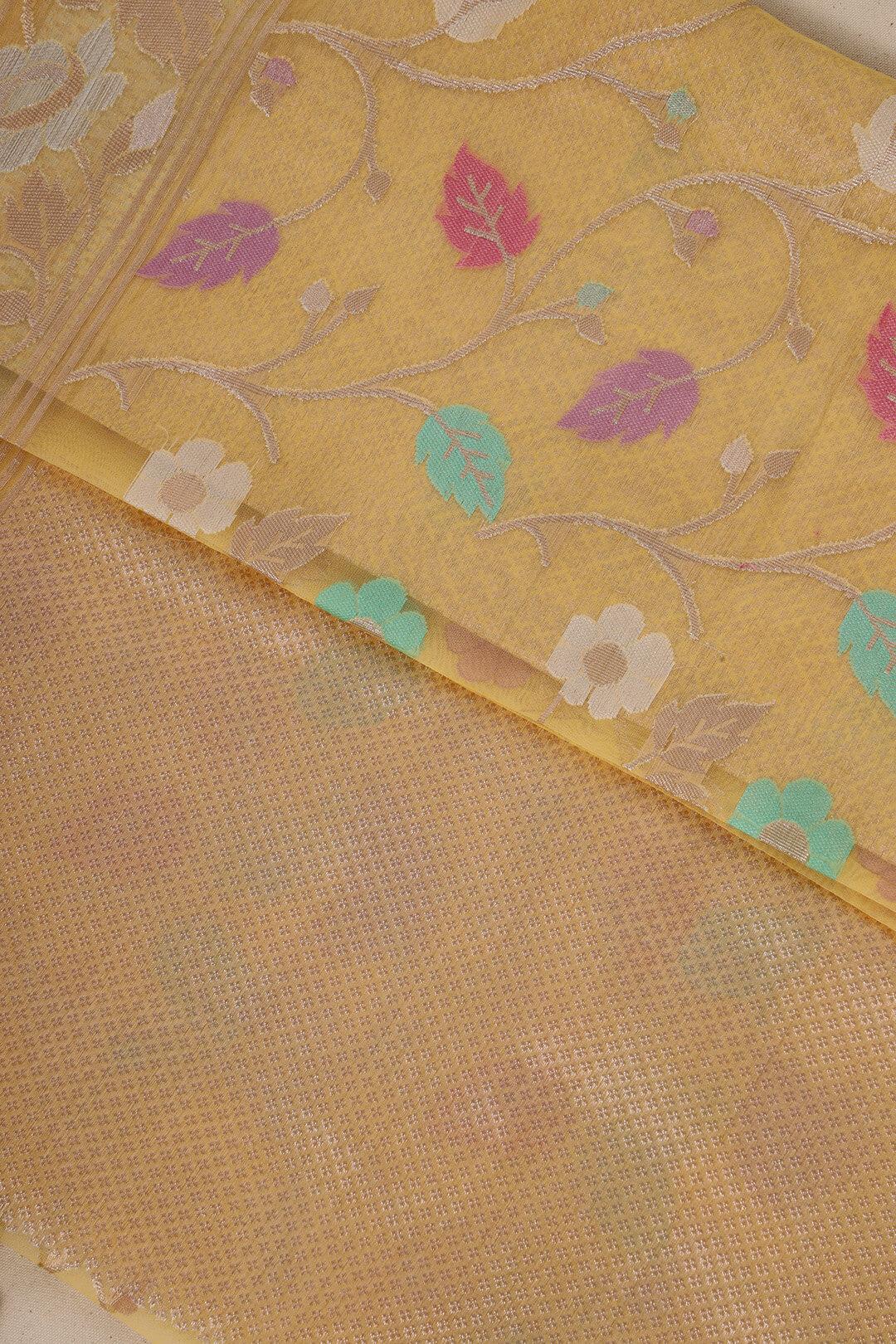 Semi Organza in Yellow 6 - Yellow Semi Organza saree