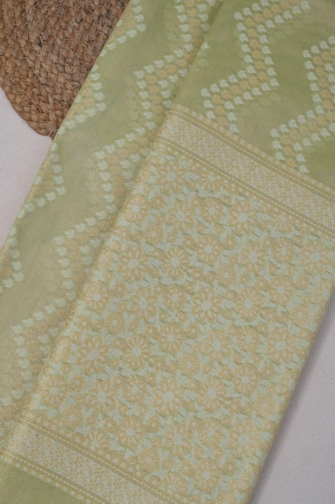 Semi Kora Tissue silk saree in Pista Green 3 - Pista Green Semi silk saree